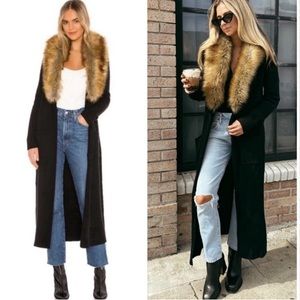 Show Me Your Mumu Lombardi Long Cardi w Faux Fur in Black - XS